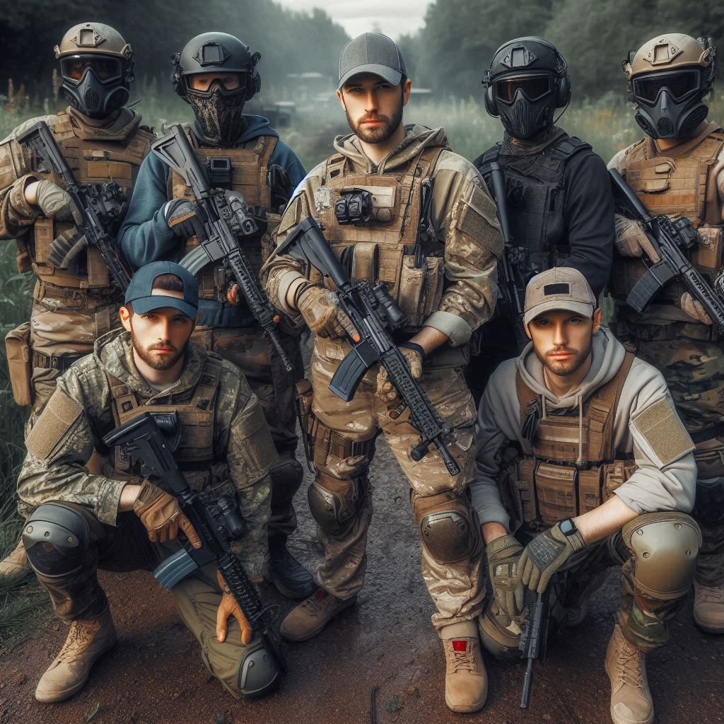 Jugadores airsoft reunidos